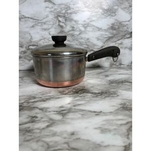 Revere Ware 1 Qt Saucepan & Lid Copper Bottom Stainless Steel Vintage USA 1801